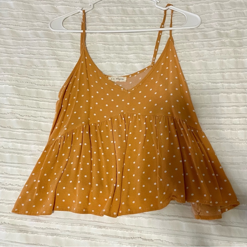 L.A Hearts Pacsun Yellow Dotted Tank Top